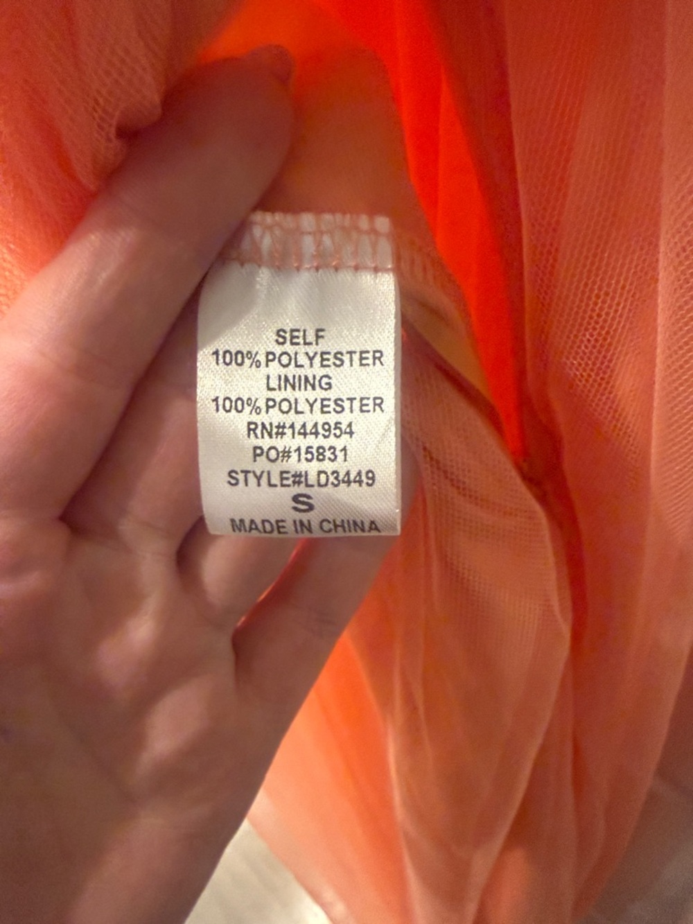 LUXXEL Peach Tulle Maxi Dress NWT Strappy Back Formal Small - Picture 4 of 7